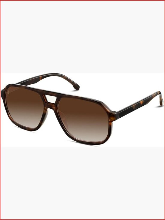 Oversized Square Double Bridge Sunglasses UV Protection Retro Vintage main image 6